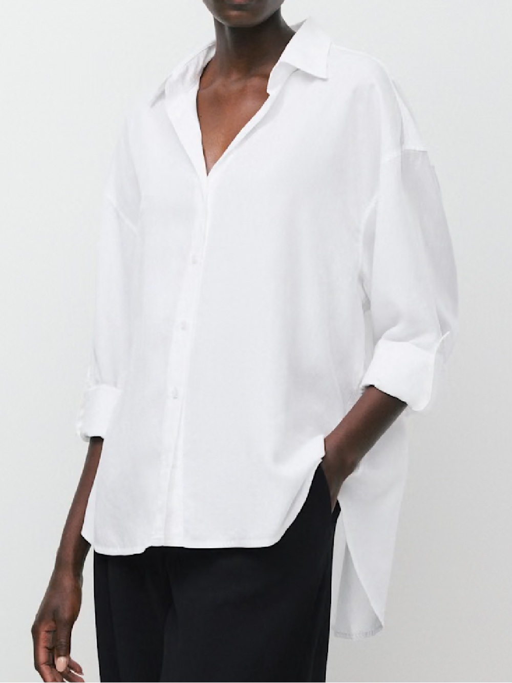 Aritzia Babaton oversized Archive white button up shirt Large L new